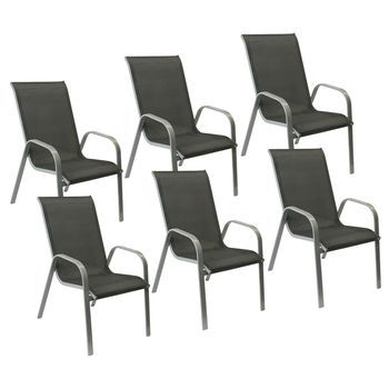 Pack De 6 Sillas Marbella En Textileno Gris Aluminio Gris