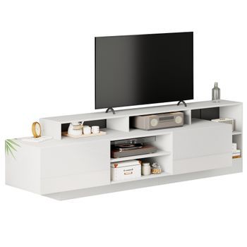 Mueble De Tv Blanco De 190 X 40 X 48,5 Cm Con Led Para Televisores De Hasta 70 Pulgadas