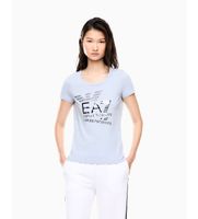 ea7 para mujer 7w000977af10373 camiseta logo series de algodon con el logotipo de pedreria azul xs casual manga corta