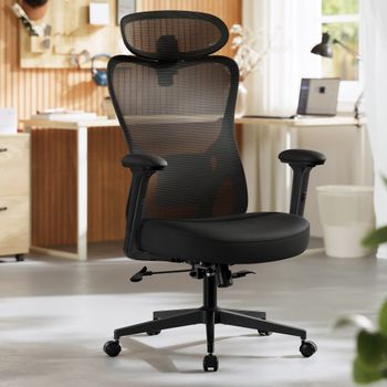 Silla de oficina ergonómica ajustable de color negro