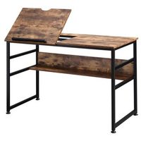 mesa de dibujo inclinable tablero e1 y acero 120  60  75 cm  madera envejecida y negro