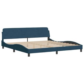 Cama Matrimonial | Cama Para Adultos | Estructura De Cama Con Cabecero Terciopelo Azul 200x200 Cm