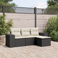 conjunto de sofas jardin 4 uds  mueble jardin mesa y sillas con cojines ratan sintetico negro cfw251315