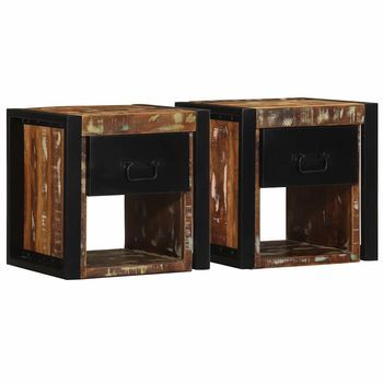 Mesilla De Noche Multicolor 40x35x40 Cm Madera Maciza Reciclada Vidaxl