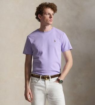 Polo Ralph Lauren para hombre. 710740727507 Camiseta de algodón suave Custom Slim Fit lila (XL), Casual, Manga corta