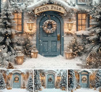 Fondo de fotografía Mehofond invierno Navidad Polo Norte nieve pino árbol Navidad niños retrato familiar decoración telón de fondo estudio fotográfico