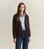 gant para mujer 4802170 cardigans superfine lambswool marron m lana clasico