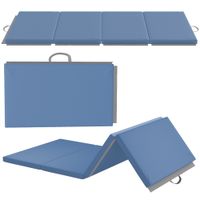 homcom colchoneta de gimnasia yoga pilates fitness plegable en 4 con asas recubrimiento sintetico 180 x 80 x 5 cm azul claro