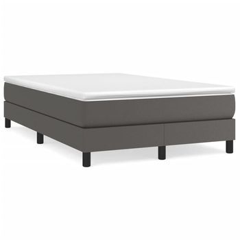 Cama Matrimonial | Cama Para Adultos | Estructura De Cama Box Spring Cuero Sintético Gris 120x200 Cm