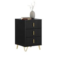 mesita de noche mesa auxiliar mobiliario de salon moderno con 3 cajones negro 40 x 40 x 63 cm fbt115-l-sch sobuy es
