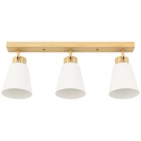 homcom lampara de techo con 3 puntos de luz regulables a 90 y casquillos e27 color madera   aosom espana