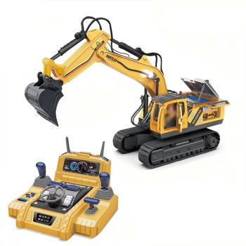 HR-720 12/15CH RC excavadora coche camión juguete de ingeniería infantil piso volante control remoto vehículo luces soni