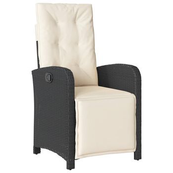 Sillón Reclinable De Jardín | Silla De Jardín | Silla De Exterior Con Reposapiés Ratán Pe Negro