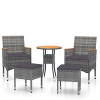 conjunto de muebles de jardin de 5 uds  mesa y sillas ratan sintetico gris
