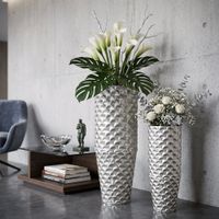 maceteros  de metal plateado cm o 37x92x-32x75