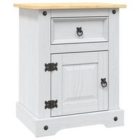 mesita de noche  mesa auxiliar  mesilla corona range pino mexicano blanco 53x39x66 cm