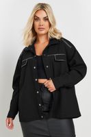 limited collection sobrecamisa negra de algodon con tachuelas mujer curvy y tallas grandes limited collection