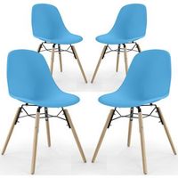 silla de comedor - diseno escandinavo - patas de madera - pack de 4 - skogur azul