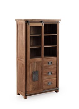 Vitrina de madera maciza de acacia reciclada