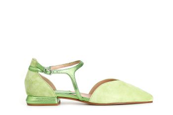 bailarinas de piel de ante con tira laminada asimétrica green 37