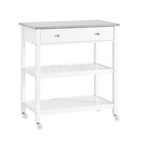 sobuy carrito de cocina con ruedas mesa auxiliar con encimera de acero inoxidable blanco