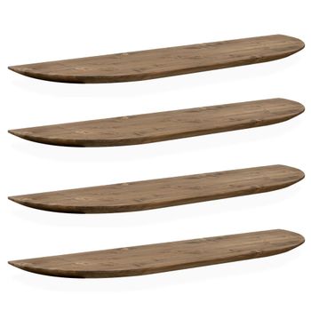Pack 4 estanterías redondeadas de madera flotantes marrón 60x3,2cm