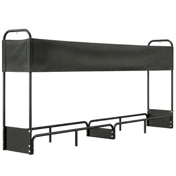 Outsunny Leñero exterior, refugio para leña con cubierta impermeable Oxford 600D carga 500 kg 260 x 38 x 118 cm negro   Aosom España