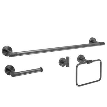 Juego De Perchas De Baño Grid Titanium 4 Pieces