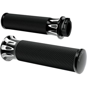 Puño manillar Harley-Davidson Big Twin '82-'99 Arlen Ness Deep Cut par negro