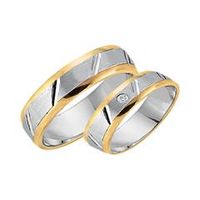 alianzas 8 quilates oro amarillo-blanco con diamante