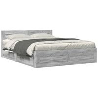 cama de matrimonio  cama de adulto  cama con cabecero madera de ingenieria gris sonoma 160x200 cm