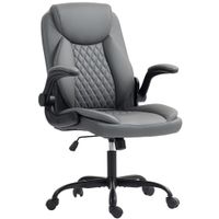 homcom silla de oficina silla de escritorio ergonomica con reposabrazos abatibles altura ajustable funcion de balanceo gris