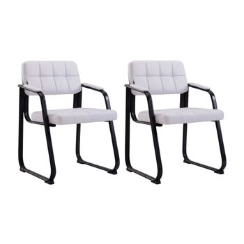 Set de 2 sillas con patas de metal y asiento en Simil cuero Blanco