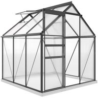 outsunny invernadero de policarbonato y aluminio con puerta abatible y ventana de techo 36r gris
