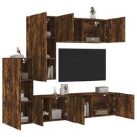 5 uds muebles tv de pared  mueble de salon  armario tv madera ingenieria roble ahumado cfw780496