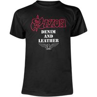 saxon camiseta denim and leather para mujer