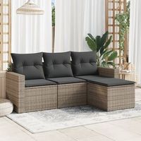 conjunto de sofas de jardin 4 uds  mueble jardin mesa y sillas y cojines ratan sintetico gris cfw688658
