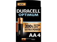 pilas aa - duracell optimum 4 unidades 15 v lr6  mx1500 negro
