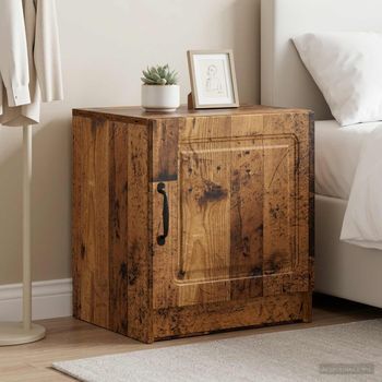 Mesita De Noche 2 Uds - Dormitorio - Madera De Ingeniería - Madera Envejecida (43x34.5x47cm)