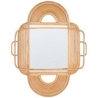 espejo de pared decorativo con forma ovalada marco de ratan de madera natural 70 x 90 cm alcorn