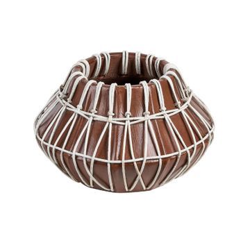 Jarrón De Terracota Marrón Beige 22 Cm Natural Flores Artificiales Kluet