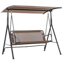 outsunny columpio de jardin de 2 plazas balancin con parasol techo ajustable en angulo exterior carga 200 kg 172x110x155 cm marron   aosom espana