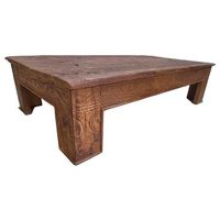 mesa de centro de madera acabado artesanal marron 148x82x37 cm