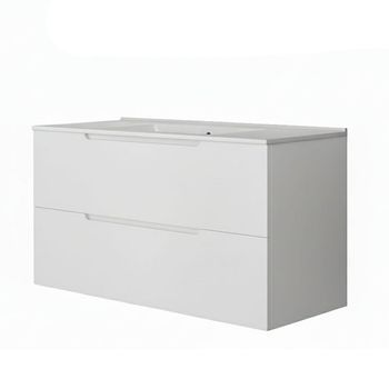 Kibath Mueble De Baño Con Lavabo Victoria 120x45 Cm Acabado Blanco Mate 2 Cajones Suspendido