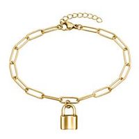 pulsera de mujer con candado acero inoxidable chapado en oro
