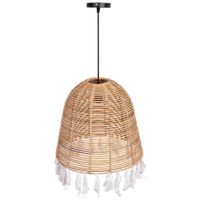 lampara techo de ratan y algodon marron d40x40h cm