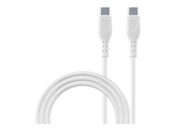 Cable USB - CellularLine USBDATA100C2C5A2MW, USB-C USB-C, 2 m, 100W, 5A, Carga Rápida, Blanco