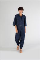 pantalon cargo en lona denim indaco