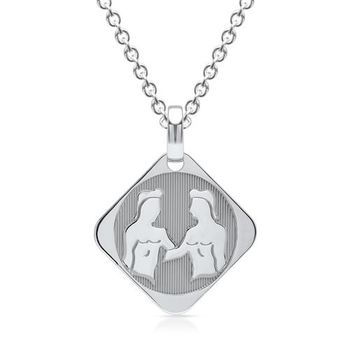 Cadena de plata signo zodiacal géminis