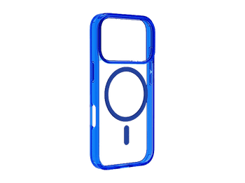 Funda móvil - CellularLine ICONIC MAG, Para iPhone 17 Pro, Ultrarresistente, MagSafe, Azul y Transparente